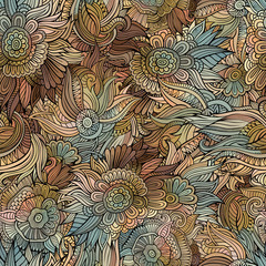 Vector seamless abstract flowers pattern