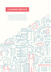 Cleaning Service - line design brochure poster template A4