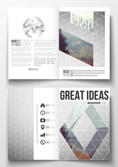 Set of business templates for brochure, magazine, flyer, booklet or annual report. Abstract colorful polygonal background, modern stylish triangle vector texture