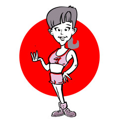 caricature of woman runner athlete, cartoon