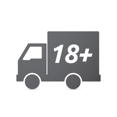 Isolated truck icon with    the text 18+