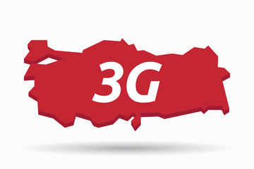 Isolated Turkey map with    the text 3G