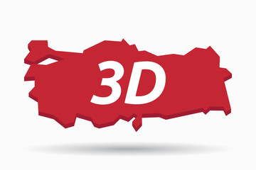 Isolated Turkey map with    the text 3D