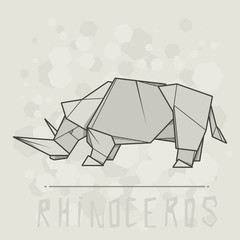Vector illustration paper origami of rhinoceros.