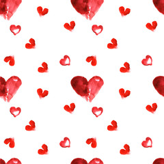 hearts, watercolor, valentine