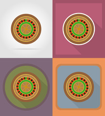 casino objects and equipment flat icons illustration