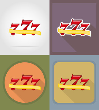 casino objects and equipment flat icons illustration