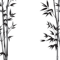 Fototapeta na wymiar Bamboo bush painting over white background. Leaves of bamboo tree as symbol of japan culture. Vector illustration.