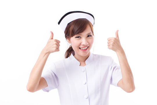 Nurse Giving Two Thumbs Up Gesture