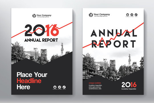 Red Color Scheme with City Background Business Book Cover Design Template in A4. Easy to adapt to Brochure, Annual Report, Magazine, Poster, Corporate Presentation, Portfolio, Flyer, Banner, Website.