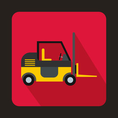 Stacker loader icon in flat style on a pink background