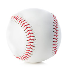 Baseball ball close-up on a white background.