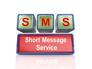3d boxes of concept of sms