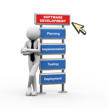 3d businessman and concept of software development