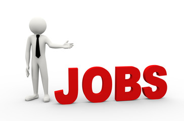 3d businessman with word jobs