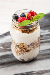 Muesli with berries dessert