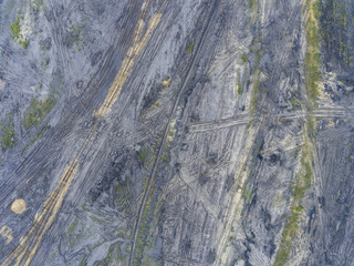 Coal mine in south of Poland. Destroyed land. View from above.