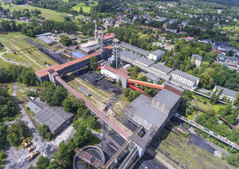 Fototapeta premium Coal mine in south of Poland. Destroyed land. View from above.