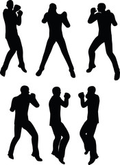 boxer businessman vector silhouette