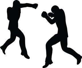 boxer businessman vector silhouette