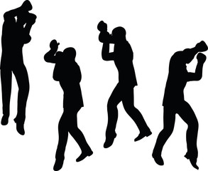 boxer businessman vector silhouette