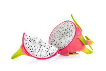 Fresh dragon fruit on white background.