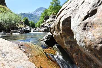 Closeup of mountain waterfalls