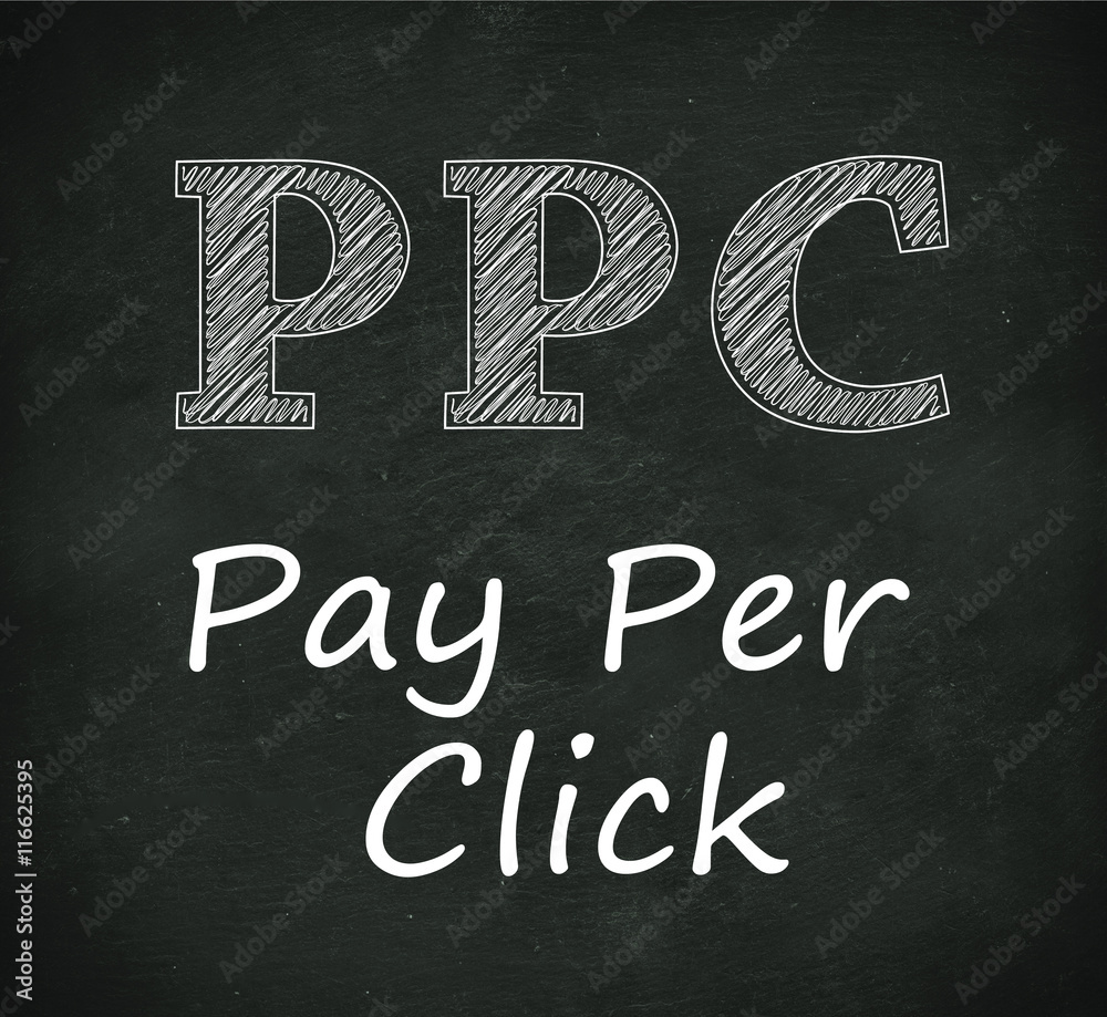 Sticker chalkboard illustration of ppc - pay per click