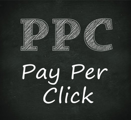 Chalkboard illustration of ppc - pay per click