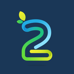 Number two logo with green leaves.