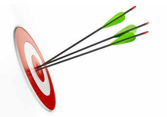 Arrows and target isolated on white background