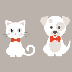 cartoon dog and cat white