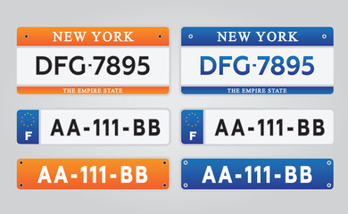 License car number plates set vector illustration