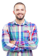 Casual man smiling, isolated on white background