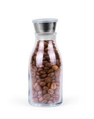 Coffee bean in glass bottle.