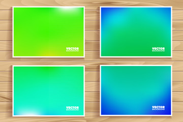 set of blue flares on wooden background