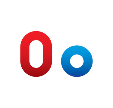 0o logo initial blue and red 
