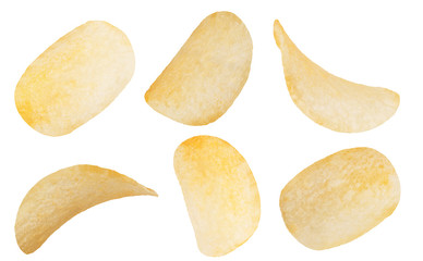 potato chips close-up isolated on a white background