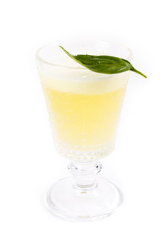 yellow lemonade on a white background