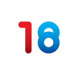 18 logo initial blue and red 