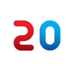 20 logo initial blue and red 