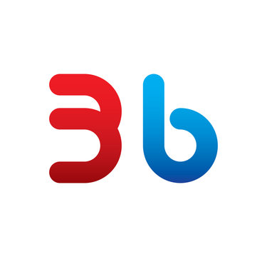 3b logo initial blue and red 
