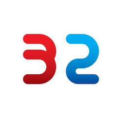 32 logo initial blue and red 