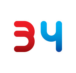 34 logo initial blue and red 