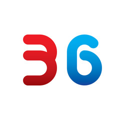 36 logo initial blue and red 