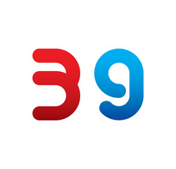 39 logo initial blue and red 