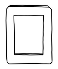 photo frame / cartoon vector and illustration, black and white, hand drawn, sketch style, isolated on white background.