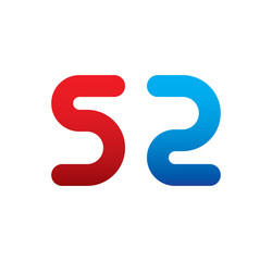 52 logo initial blue and red 