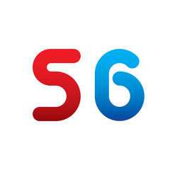 56 logo initial blue and red 