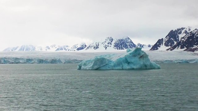 view of the glaciers and icebergs in the svalbard islands in the artic